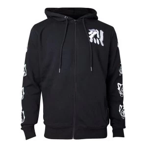 Image of Aggretsuko - Retsuko Rage Sleeve Faces Mens Small Hoodie - Black