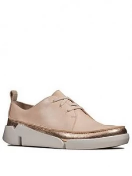 Image of Clarks Tri Clara Leather Trainer - Blush/Gold, Blush, Size 6, Women