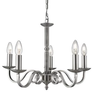Image of 5 Light Multi Arm Multi Arm Ceiling Pendant Satin Silver, E14