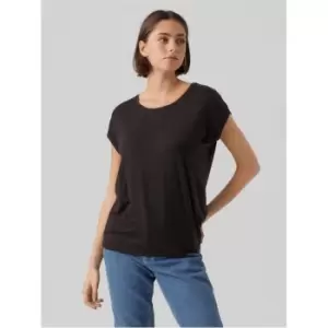 Vero Moda VM Ava Plain Shirt Sleeve T-Shirt Womens - Black