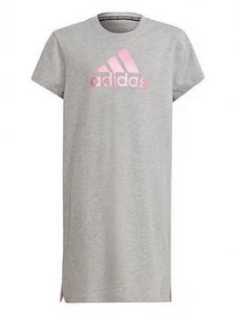 Image of adidas Junior Girls Dress - Grey/Pink, Size 7-8 Years, Women