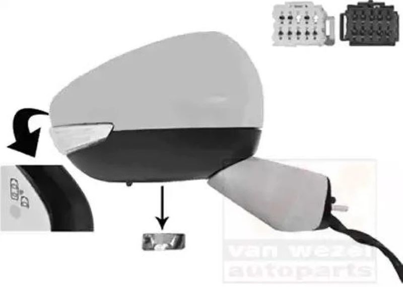 Image of VAN WEZEL 0979828 Wing mirror * HAGUS * Right, with temperature sensor, partially primed Outside Mirror (50)