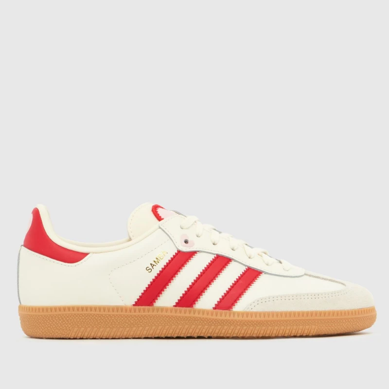 Image of adidas Originals Kids Samba OG Val Samba Low-Top Trainers Cream/Red female 5 (38)