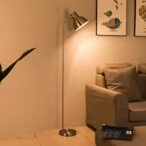 Image of Floor Lamp for Living Room, Bowl Shade, On/Off Switch, ecp Plug, Reading Light, Simple Design, Satin Nickel Finish, E27 Bulb Cap