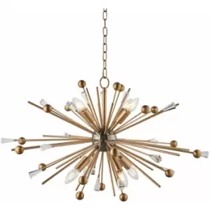 Image of Loops - Large Multi Arm Ceiling Pendant Light - Antique Brass Rods - 8 Bulb Fitting