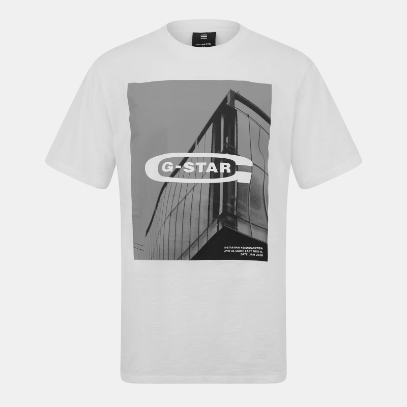 Image of G Star HQ Old School Logo Lash T-Shirt White male Small