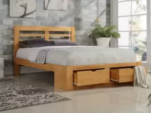 Image of Flintshire New Bretton 4ft6 Double Oak Wooden 2 Drawer Bed Frame