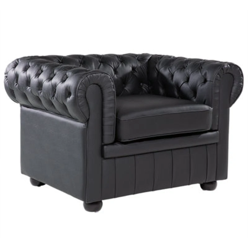 Image of Beliani Armchair Chesterfield Leather Black