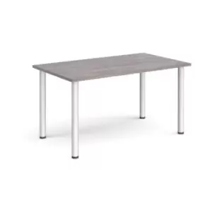 image of Rectangular silver radial leg meeting table 1400mm x 800mm - grey oak