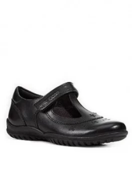Image of Geox Girls Shadow T-bar School Shoe, Black, Size 9 Younger