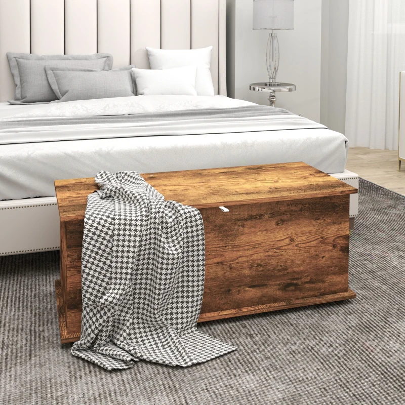 Image of HOMCOM Storage Chest With Lid, 113L Storage Box Brown