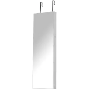 Image of Homcom - Hanging Mirrored Jewel Storage Cabinet Organiser Lockable w/6 LED White