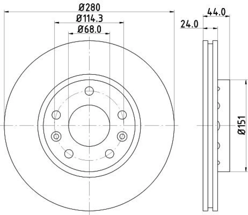 Image of HELLA Brake disc HELLA 8DD 355 116-151