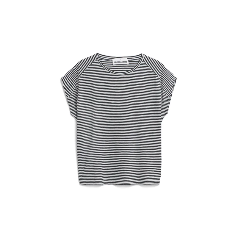 Image of ARMEDANGELS Womens T-Shirt ARMEDANGELS Oneliaa Lovely Stripes Noir Female S