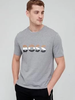 Image of BOSS Tiburt 272 Logo T-Shirt - Silver Size M Men