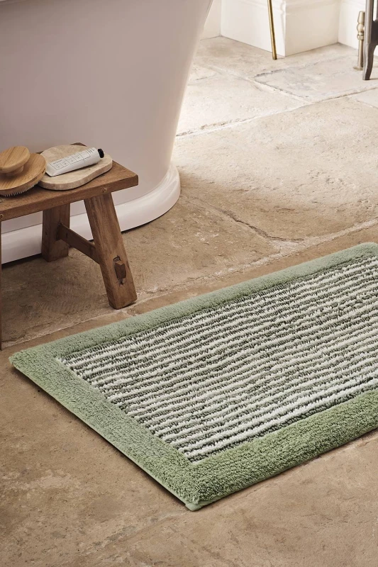 Image of CHRISTY 'Portobello Stripe' Coastal Inspired Bath Rugs in Green Green Unisex