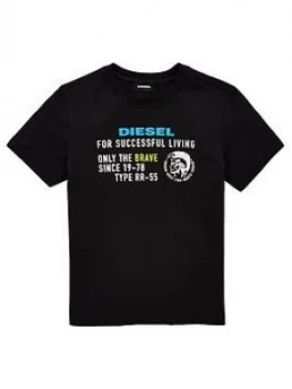 Image of Diesel Boys Short Sleeve Graphic Print T-Shirt - Black