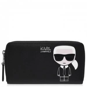 image of Karl Lagerfeld Ikonic Zip Around Purse - A999 Black