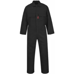 image of Portwest BIZ1 Black Sz XS R Bizweld Flame Retardant Welder Overall Coverall Safety Boiler Suit