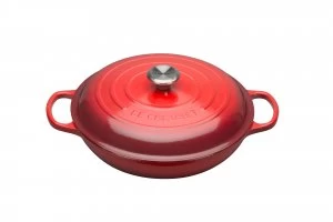 Image of Le Creuset Signature Cast Iron Shallow Casserole 30cm Cerise