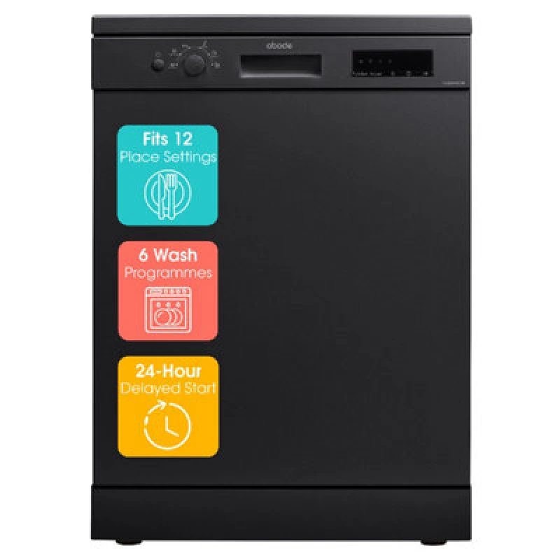 Image of Abode 12 Place Setting Dishwasher 60Cm Wide With 6 Programmes Black A60Dw00E1B