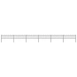 Image of Vidaxl Garden Fence With Hoop Top Steel 10.2X0.6 M Black