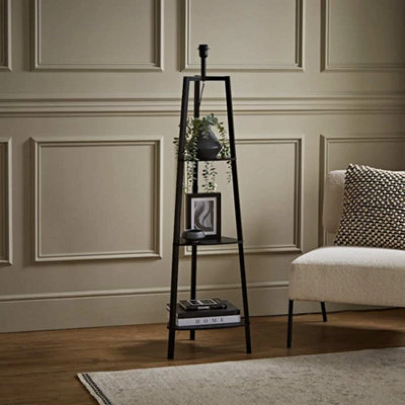 Image of ValueLights Black Illuminated Floor Shelf Black