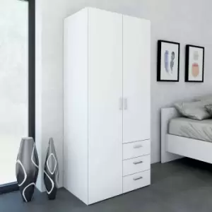 image of Space Wardrobe With 2 Doors And 3 Drawers White