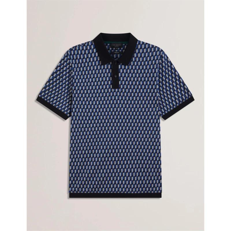 Image of Ted Baker Mens Geo Short-Sleeve Polo Shirt Navy male M (3)