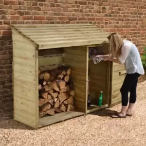 Image of 6' x 2' Forest Large Log Store Tool Shed (1.76x0.69m) - Pressure Treated