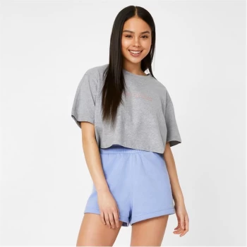 image of Jack Wills Active Cropped Logo T-Shirt - Grey Marl