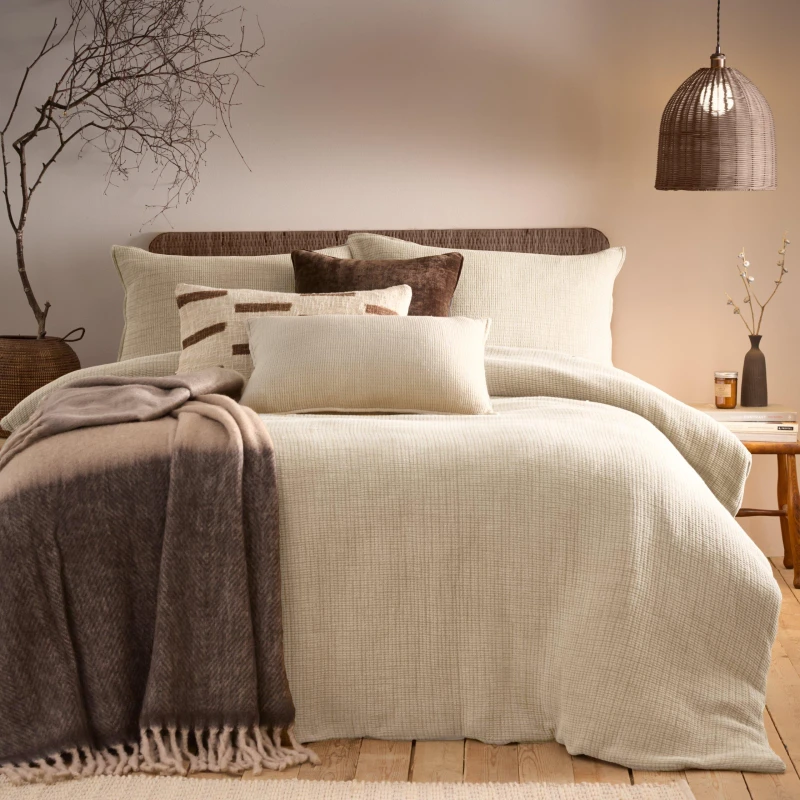 Image of Yard Ribble Acid Washed 100% Cotton Duvet Cover Set Natural