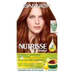 image of Garnier Nutrisse 6.34 Dark Natural Red Permanent Hair Dye Auburn