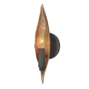 Image of Hinkley Willow Wall Lamp Carbon Black with Deluxe Gold