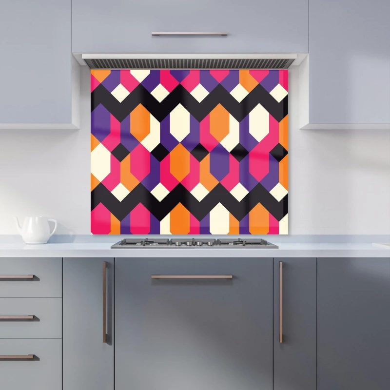Image of Warren Reed - Designer Coloured Abstract Pattern Kitchen Splashback in Red Size: 700mm x 650mm Red Unisex 700mm x 650mm