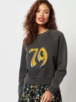 Image of Superdry Emb Cotton Crew - Black, Size 12, Women