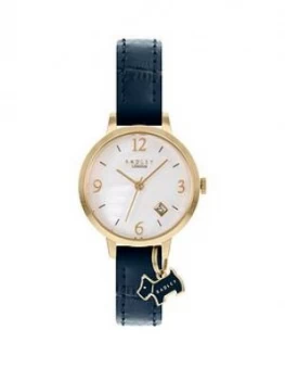 image of Radley White Dial Dog Charm Blue Strap Watch