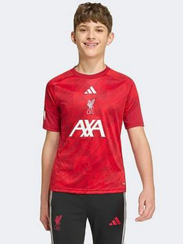 Image of adidas Liverpool Pre Match Shirt 2026/27 Juniors Licensed Short Sleeve T-Shirts 7-8 Years Red 37520008175