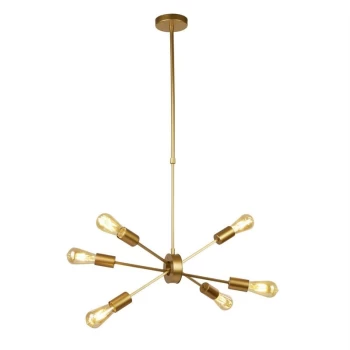 image of Searchlight Alpha - 6 Light Pendant Matt Gold, E27