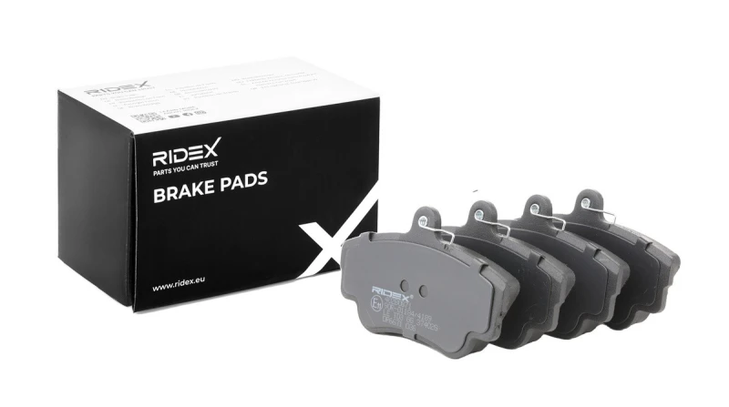Image of RIDEX 402B0871 Brake pad set Front Axle, with spring Low-Metallic Brake Pad Set,disc brake (402)