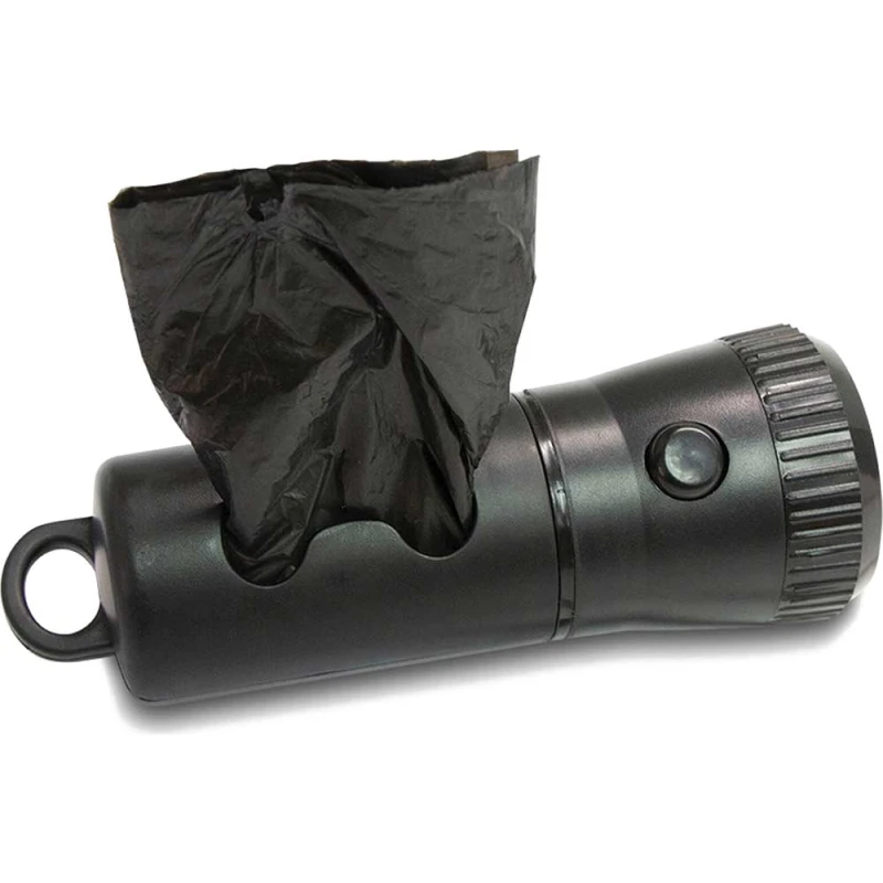 Image of Town and Country Dog Walkers Torch and Doggy Bag Dispenser Black