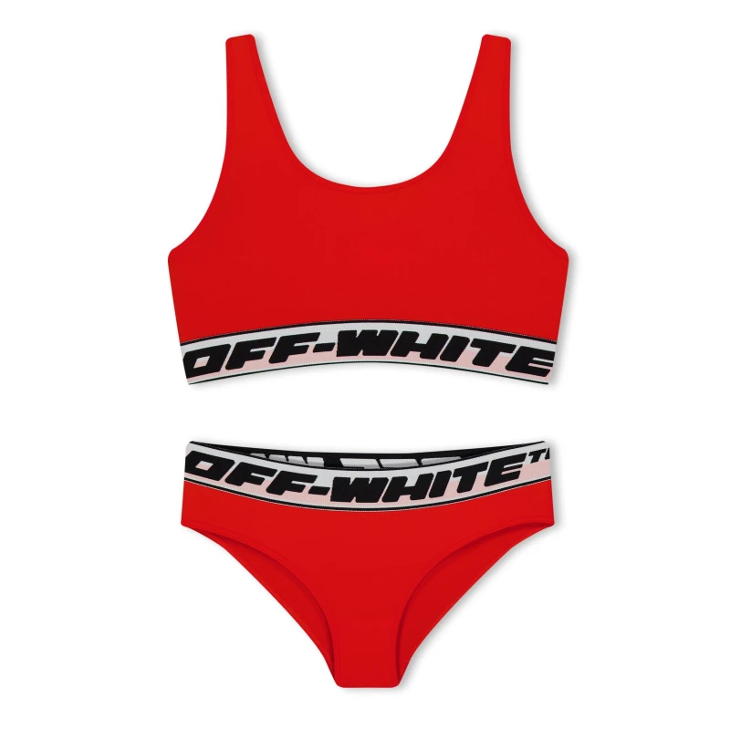 Image of Off White Kids Logo Bikini Red/Black female 8Y