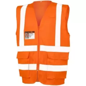 image of SAFE-GUARD by Result Unisex Adult Executive Mesh Safety Hi-Vis Vest (L) (Fluorescent Orange) - Fluorescent Orange