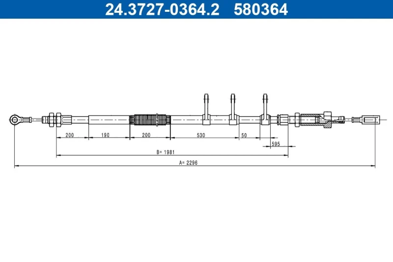 Image of ATE 24.3727-0364.2 Brake Cable 2296mm Cable,parking brake (124)