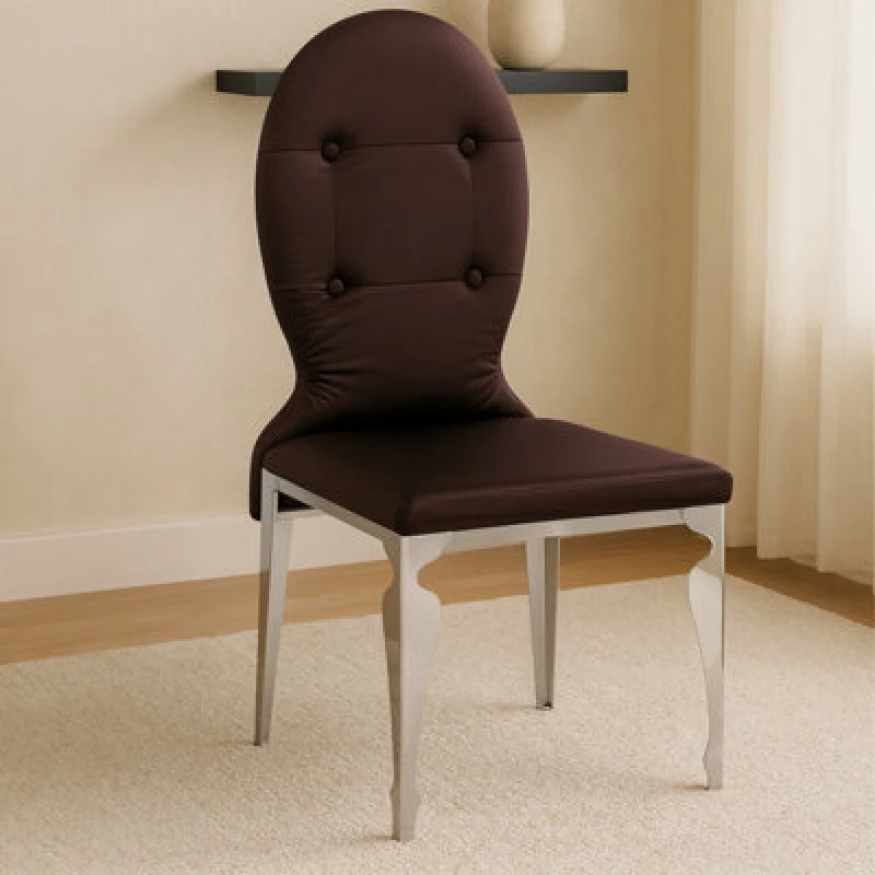 Image of Premier Housewares Purple Silk Dining Chair, Upholstered Dining Chair With High Back Rest, Modern Dining Chairs For Dining Purple