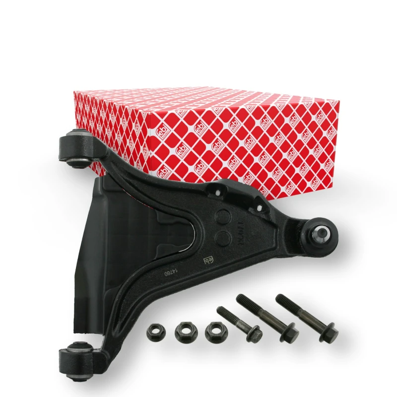 Image of FEBI BILSTEIN 14760 Suspension arm Control Arm, Cast Steel, OE Turbo NEW, Front Axle Right, with rubber mount, with fastening/mounting material Cast S