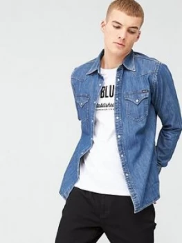 Image of Replay Denim Shirt - Mid Blue