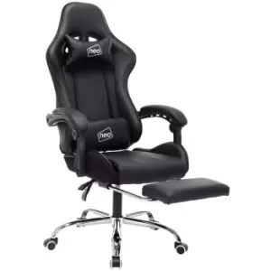 image of Neodirect - Black Leather Gaming Racing Recliner Chair With Footrest