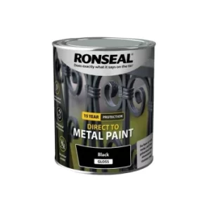 Image of Ronseal Direct to Metal Paint Black Gloss 750ml
