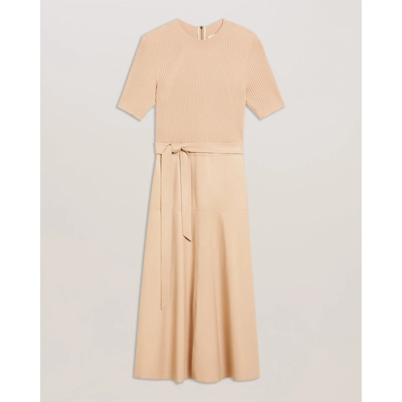 Image of Ted Baker Womens Mock Midi A Line Dress Camel female 8 (XS)